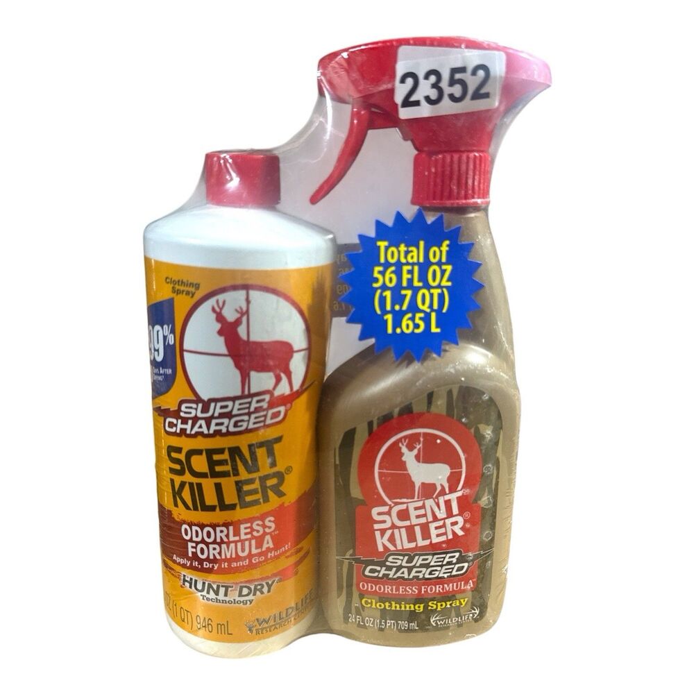 Scent Killer Super Charged Odorless Formula 56 fl oz Combo Hunt Dry EXP 04/2027
